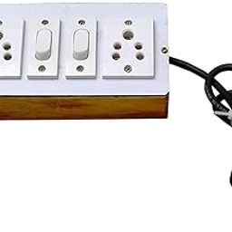 Heavy Duty Electric Extension Wooden Board | 2 Sockets Electric Switch Extension Board with 2 Meter Long Wire. (2 Meter Cord)-2