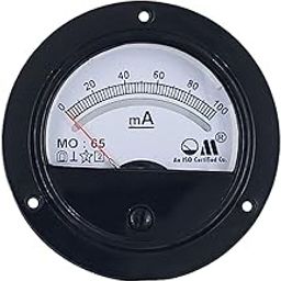 Om Meters MO-65 Round Moving Coil Analog Panel Meter 100mA Milli Ammeter (Black) (80mm)-14