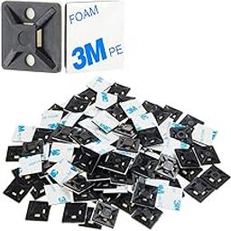XHF Cable Zip Tie Mounts Self Adhesive Wire Cable Clips Organizer Holders Black 0.75 inch (19.5mm x19.5mm) HS-101S-picture-14