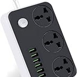 Ghini® 6 USB 3.0 Universal Sockets 3.4A Smart Power Strip with 2m Extension Cord, USB Port, Surge Protector Ports with Indicator-image-43