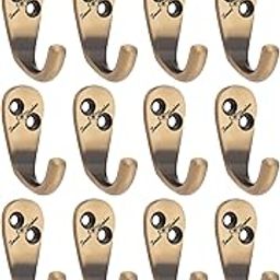 SMART SHOPHAR Aluminium Alloys Single Jack(J) Wall Hook 1 Leg Antique, Pack of 12 / Heavy Duty J Hook for Hanging Keys, Cup, Coat, Hat, Kitchens Towel, Bathroom, Office/Screws with Plastic Plugs-1