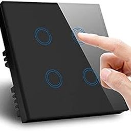 Protium_Crystal Glass Wireless Smart Touch Switch, Work With Mobile App, Alexa & Google Assistant (4 Gang-Black Color)-10