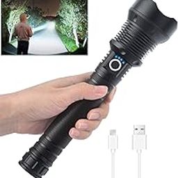 Ubervia Led Flashlight High Lumens, 90000 High Lumens Tactical Flashlights, P70.2 LED Super Bright Flashlight, Zoomable, 3 Modes, Waterproof Flashlight for Emergencies-image-43
