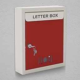 Planet Metal Wall Mount A4 Size Letter Box/Mail Box/Letter Box for Home gate with Key Lock (Red & Ivory)-7