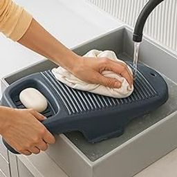 Multi-Functional Wash Board with Built-in Soap Holder | Anti-Skid Scrubbing Pad for Hand Wash | Water Saving Laundry Tool for Baby Clothes, Shirts, Towels, Socks, and Small Garments-97