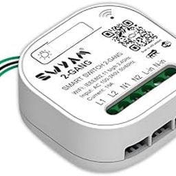 2-Gang WiFi Smart Switch - Made In India (1-Year Warranty), Electrical Safety, No Hub Required, Supports Alexa & Google, 2-Way Control, 16A Load-16