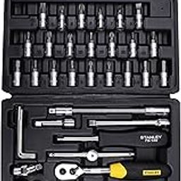 STANLEY STMT72794 1/4'' Square Drive Metric Socket Set with Double Nickel Chromium Alloy (46-Pieces), YELLOW & BLACK-1