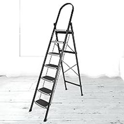 Plantex Ladder for Home/7 Step Ladder-Foldable Steel -Wide Anti Skid Steps/5-Year Manufacturer Warranty (Grey & White)-image-29