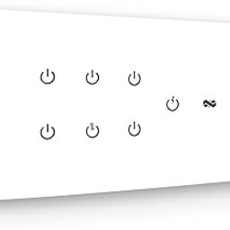 IOTICS Smart Wifi Switch Board: 7 x Switch & 1 Dimmer Module. Touch Control, Remote, App Control. Voice Compatible with Alexa & Assistant. Smart Touch Switch Board For Home Automation (White)-7