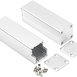 JIUWU 2pcs Silver Surface Drawing Process Split Aluminum Enclosure Electronic Project Box Case for PCB Instrument Amplifier DIY, 25x25x80mm (WHL)-image-39