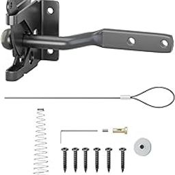UJEAVETTE Fence Gate Latch Self Locking Hardware for Yard Backyard Garden Black-picture-8