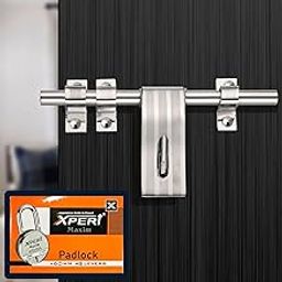 Silver Aldrop + Free Padlock by Xpert 10 Inches (Pack of 1) aldrop for Door & Door Kadi Konda Set - SSAL-610 (S.S) 3+1 (Aldrop for Main Door)-image-34