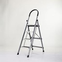 PRO HOME 4 Step Ladder - Foldable Steel -Wide Anti Skid Steps - 5 Year Manufacturer Warranty(Gray & White)-image-10