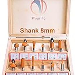 Mass Pro Professional Router Bit Tungsten Carbide Router Bit Cutter Set Wood For Woodworking Tool Shank (8mm Shank)-28