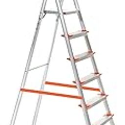 PROHOME 7 Step Foldable Aluminium Tool Tray Ladder for Home | Anti-Slip Shoes | Slip Prevention Steps | Durable, Heavy Duty, Safe & Stylish | Made in India (Orange) | 5-Year Warranty-image-67