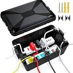 Outdoor Waterproof Large Electrical Box, IP54 Weatherproof Extension Cord Cover with 7 Cable Seals, Power Strip, Timer Outlet Plug, Holiday Light Decoration, Black (12.6 x 8.3 x 5.2 inches)-14