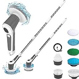 NexLev Spin Scrubber with Soap Spray | 6 heads| For Kitchen, Bathroom, Tub, Glass | Complete cleaning tool for Home, Office & Car| 90 min runtime | 4500 mAh | Cordless Type C | Adjustable Handle|SS-01-21