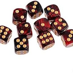 ATORSE Toy 20 Pieces Opaque 6-Sided 16mm D6 Game Dice Set Red & Black with Golden Pips-Toys & Hobbies-Games-Role Playing Games-Dungeons & Dragons-Accessories & Dice-image-34