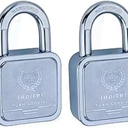 Harrison Padlocks/Square Padlock 65mm 12 Pin with 3 Computerised Keys JUPITER-0668 Pack of 2/ Mild Steel Material/Bright Chrome Plated Finish/Door Lock, Shutter Lock, Godown Lock, gate Lock-image-65