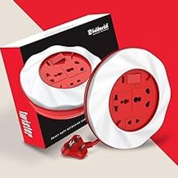Goldmedal Twister 16A 3-Pin Cable Extension Cord (White and Red) Pack of 1, 3.5-Meter Cable, Master Switch with Indicator, 6/16A Universal Socket, International Socket & 2 Pin Socket,250Volts-26