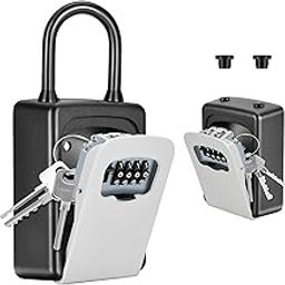 Fayleeko Key Lock Box Wall Mounted - Clearly Visible Keys, Portable Security Safe for Indoor, Outdoor, Garage, Garden, Store (1 Pack, Grey)-0