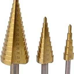 Generic 3X Large HSS Steel Step Cone Drill Titanium Bit Set Hole Cutter 4-12/20/32mm-3