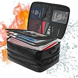 Fireproof Document Bag with Lock, Fireproof Document Box, Fireproof Waterproof Box, Portable Fireproof Box for Storing Objects Values, Passport, Silver, Certificate, 35.5x27x18.8cm (A)-5