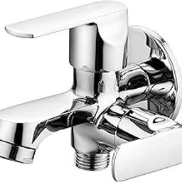 ELONA Brass 2 in 1 Bib Tap with Chrome Finish & Wall Flange | Dual Outlet Water Tap for Washing Machine & Garden | Heavy Duty Wall Mounted Faucet for Bathroom & Utility Use-image-25