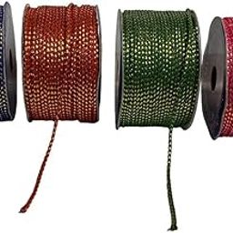 Pinkesh Jari Works Braided Jari Rope – 4 Reels x 16 Meter Multicolor Dori | Polyester Cotton Craft Rope for Jewelry Making, DIY Projects, Rakhi, Gift Decoration-image-114