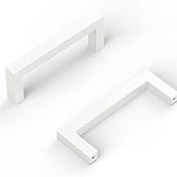 goldenwarm 5 Pack 3 in Cabinet Pulls White Drawer Pulls Square Cabinet Handles White Cabinet Pulls Kitchen Cabinet Handles Stainless Steel Cabinet Handware, 76mm Hole Center-image-84