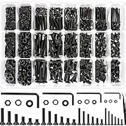 K Kwokker Screws Assortment Hex Socket Flat Head 24 Size M2 M3 M4 M5 Black Screws, Nuts and Bolts, 10.9 Alloy Steel 8MM to 25MM Metric Bolt Assortment Machine Screws, 8/10/12/16/20/25mm-2