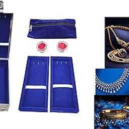 GvanyS® Stainless Steel Safe Bank Locker Jewellery Ornaments Storage And Cash Container Box with Cushion - with Velvet Lining Size-10.2 Inch (Blue)-15