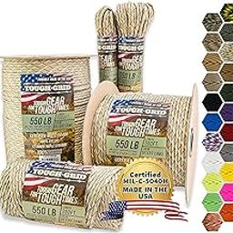 TOUGH-GRID 550lb Desert Camo Paracord/Parachute Cord - 100% Nylon Mil-Spec Type III Paracord Used by The US Military, Great for Bracelets and Lanyards, 50Ft. - Desert Camo-50