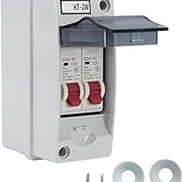 2 Way Distribution Box, AC 230V/400V C20+C20 Power Circuit Breakers Panel Outdoor Waterproof Distribution Box IP65 Fuse Box with Transparent Cover for MCB C Type-image-72