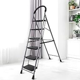 LEOPAX 6 Step Ladder - Safety-Clutch Lock Foldable Step Ladder for Home Use Heavy Duty Step Stool Foldable Metal Iron - Wide Anti Skid Steps - 2 Year Manufacturer Warranty-image-76