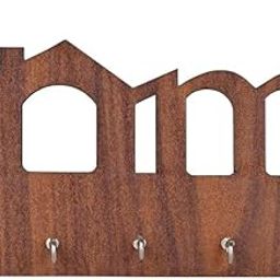Creaxon Wall Mounted Wooden Key Holder & Storage Box | Lockable Vintage Key Cabinet with Hooks & Shelf | Handmade Decorative Key Rack Organizer for Home, Entryway, Office, Hallway Wall Décor-10