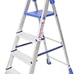 GRAZIA Wide Steps-Home Pro 4Steps Folding Aluminium Ladder (Silver, 139 cm)-picture-17