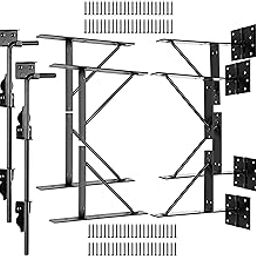 Anti Sag Gate Kit with Gate Hinges Heavy Duty for Wooden Fences-No Sag Gate Corner Brace Bracket for Doors, Corral Gates, Wood Windows (Gate Kit Set 2 and 2 Long Cane Bolt)-12