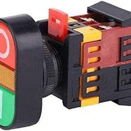 Twin Push-Button Switch, 22/25N NO NC Momentary Button Switch ON/Off Start Stop Momentary Push Button with LED Light 10A (600V) SET OF 5NOS-23