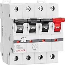 Anchor by Panasonic 98040 UNO Series 63 Ampere TPN C Curve MCB,(White, Pack of 2)-picture-15