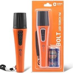 Orient Electric Bolt LED Torch Light | Orange & Black, Pack of 1-2