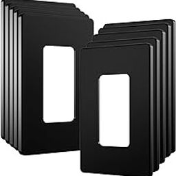 Amerisense Socket Cover Screwless Decorative Wall Plate Mains Socket Cover for Switch Standard Size 1 Band White 10 Pack Black-image-4