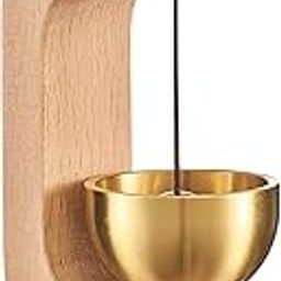 Magnetic Shopkeepers Bell for Door Opening, Vintage Wooden Wind Chime Doorbell with Brass Bell, Wireless Adhesive Door Chime for Front Porch, Garden, Shop (1 pcs)(Beige, Gold Color)-image-60