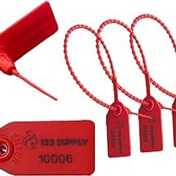133 SUPPLY 100 Plastic Tamper Seals Security Seal Numbered Breakaway Zip Ties for Fire Extinguishers Tags Fire Extinguisher Tamper Seal Red Safety Seals Labels Pull Tight Security Tags Security Ties-16