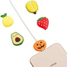 Set of 4 Silicon Charging Cable and Earphone Protectors,Cute Charging Wire Sleeve,Cord Protection,Cable Savers Compatible with Android USB,Type-c and iPhone Charging Cables- (Random Designs)-image-85