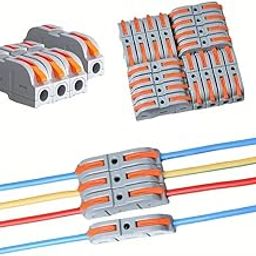 Wire Clip Connector, Universal Connection Terminals, Circuit Inline Splices Electric Connectors, Quick Connect & Freely Assemble Electrical Splicing Kit for Compact (1 In 1 Out, 25)-image-1
