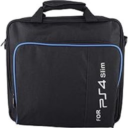TASLAR Console Carrying Case Shoulder Bag Waterproof Shockproof Game System Protective Travel Case Accessories Handbag Compatible with PS4 PlayStation 4 Slim (Black)-38
