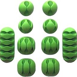 Gnanishwa Wire Clips Cable Organizer Pack of 10 Green TPR Adhesive Holders with Assorted Slots for Desk, Car, and Office Use-image-87