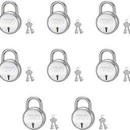 Harrison J-6/BCP-0447 Iron 4 Levers 30mm Padlock with 2 Keys Each, Silver| Round Padlock | Used for Travelling & Gates| Pack of 8-11