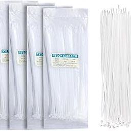 GLUN® Cable Zip Ties, 3x150 mm 400 Pieces White Multi-Purpose Self-Locking Nylon Cable Cord Management, Plastic Wire Ties for Home, Office, Garden, Workshop-12